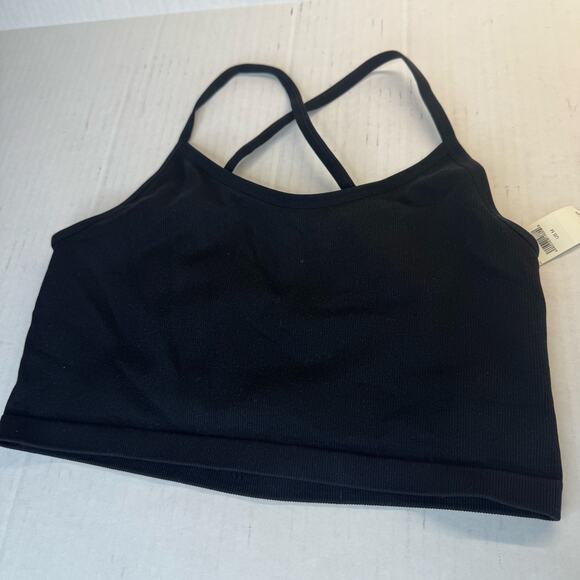 OFFLINE by Aerie Seamless Longline Sports Bra Strappy Back Black Medium NWT - Picture 3 of 8